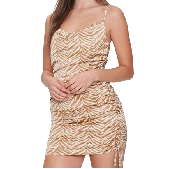 Forever 21 Tan Zebra Print Mini Dress - Picture 1 of 4